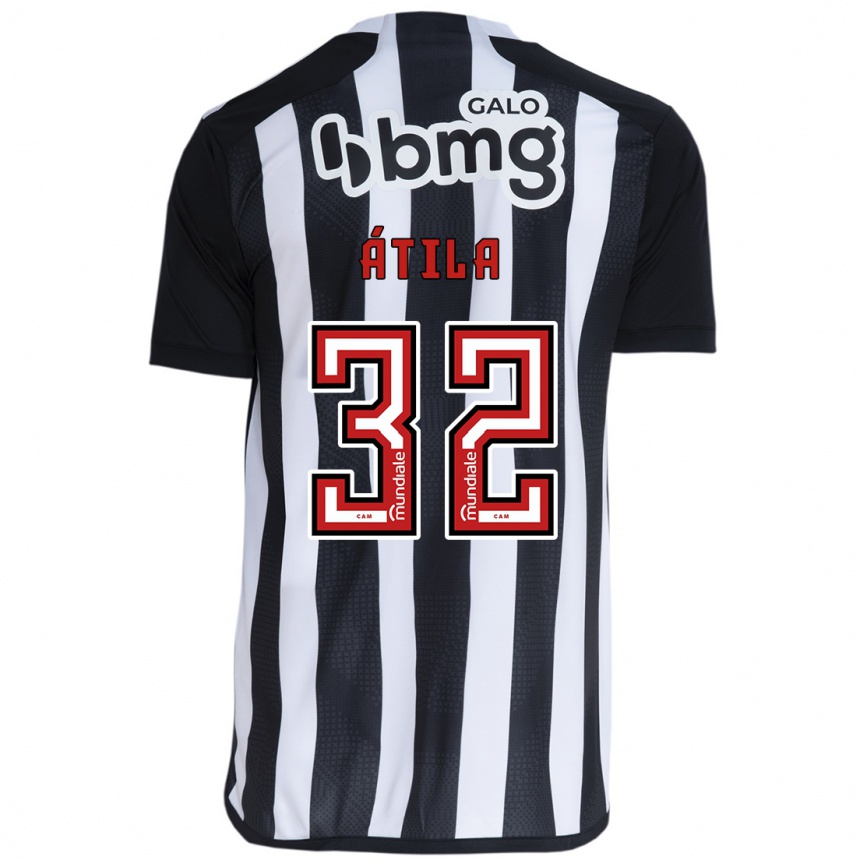 Herren Fußball Gabriel Átila #32 Weiß Schwarz Heimtrikot Trikot 2024/25 T-Shirt Luxemburg