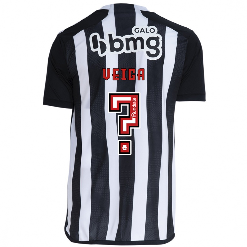 Herren Fußball Gustavo Veiga #0 Weiß Schwarz Heimtrikot Trikot 2024/25 T-Shirt Luxemburg