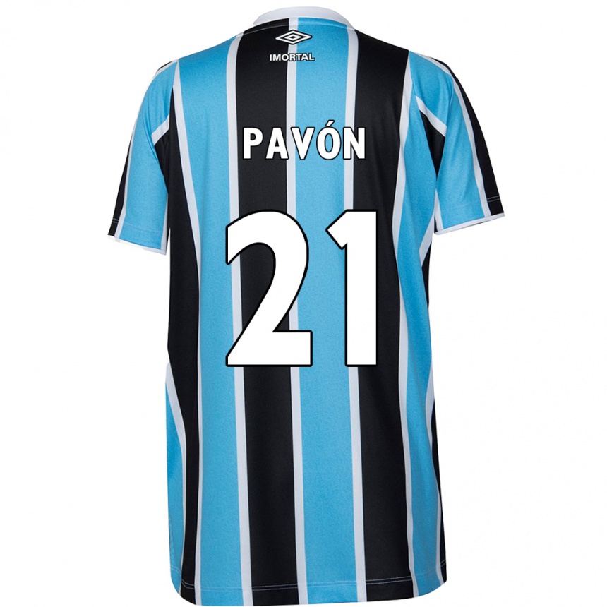 Herren Fußball Cristian Pavón #21 Blau Schwarz Weiß Heimtrikot Trikot 2024/25 T-Shirt Luxemburg