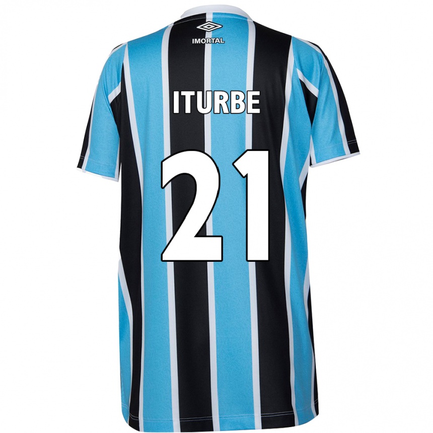 Herren Fußball Juan Iturbe #21 Blau Schwarz Weiß Heimtrikot Trikot 2024/25 T-Shirt Luxemburg