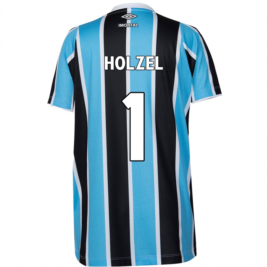 Herren Fußball Vivi Holzel #1 Blau Schwarz Weiß Heimtrikot Trikot 2024/25 T-Shirt Luxemburg