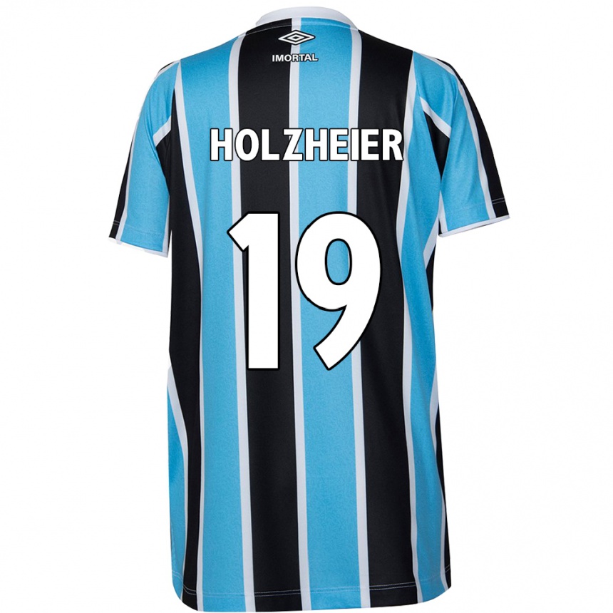 Herren Fußball Agostina Holzheier #19 Blau Schwarz Weiß Heimtrikot Trikot 2024/25 T-Shirt Luxemburg