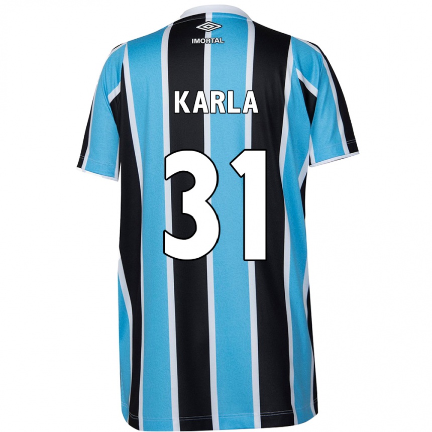 Herren Fußball Emmily Karla #31 Blau Schwarz Weiß Heimtrikot Trikot 2024/25 T-Shirt Luxemburg