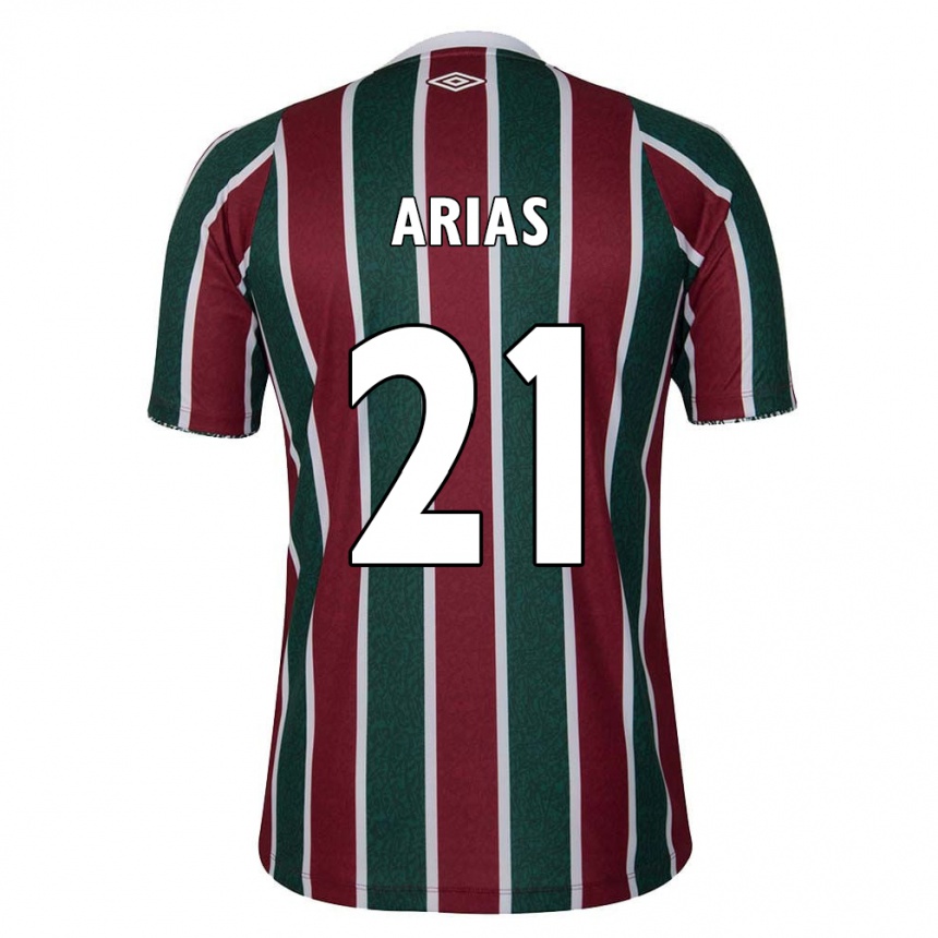 Herren Fußball Jhon Arias #21 Grün Kastanienbraun Weiß Heimtrikot Trikot 2024/25 T-Shirt Luxemburg