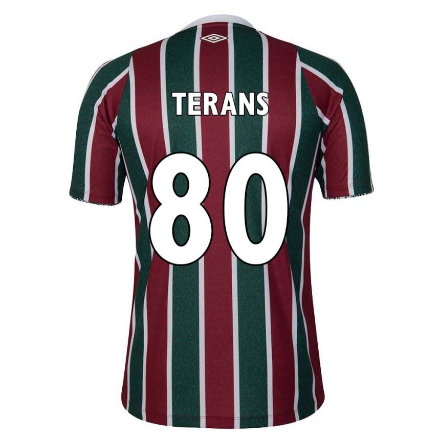 Herren Fußball David Terans #80 Grün Kastanienbraun Weiß Heimtrikot Trikot 2024/25 T-Shirt Luxemburg