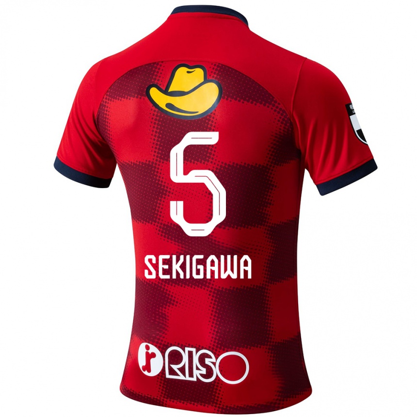 Herren Fußball Ikuma Sekigawa #5 Rot Blau Weiß Heimtrikot Trikot 2024/25 T-Shirt Luxemburg