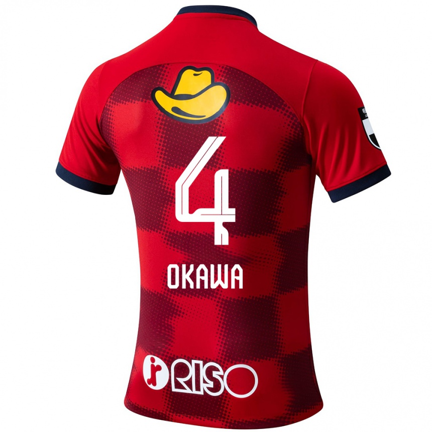 Herren Fußball Yugo Okawa #4 Rot Blau Weiß Heimtrikot Trikot 2024/25 T-Shirt Luxemburg