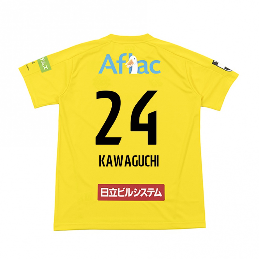 Herren Fußball Naoki Kawaguchi #24 Gelb Schwarz Heimtrikot Trikot 2024/25 T-Shirt Luxemburg