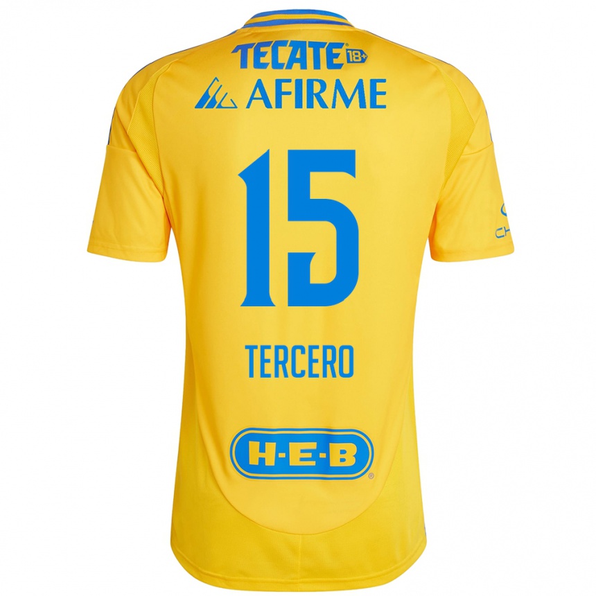 Herren Fußball Eduardo Tercero #15 Goldgelb Heimtrikot Trikot 2024/25 T-Shirt Luxemburg