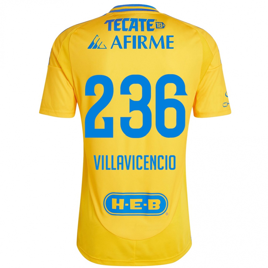 Herren Fußball Edgar Villavicencio #236 Goldgelb Heimtrikot Trikot 2024/25 T-Shirt Luxemburg