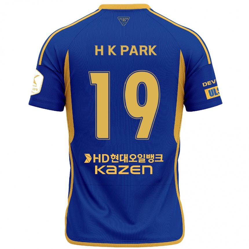 Herren Fußball Kang-Hyun Park #19 Blau Gelb Heimtrikot Trikot 2024/25 T-Shirt Luxemburg