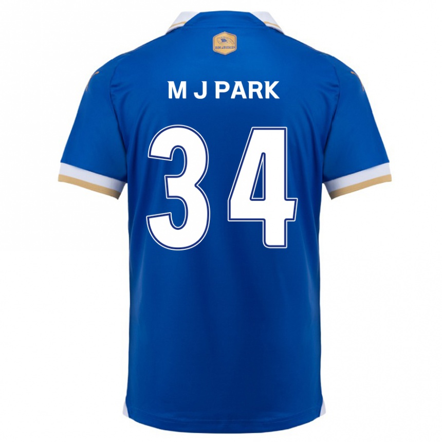 Herren Fußball Ji-Min Park #34 Blau Weiss Heimtrikot Trikot 2024/25 T-Shirt Luxemburg