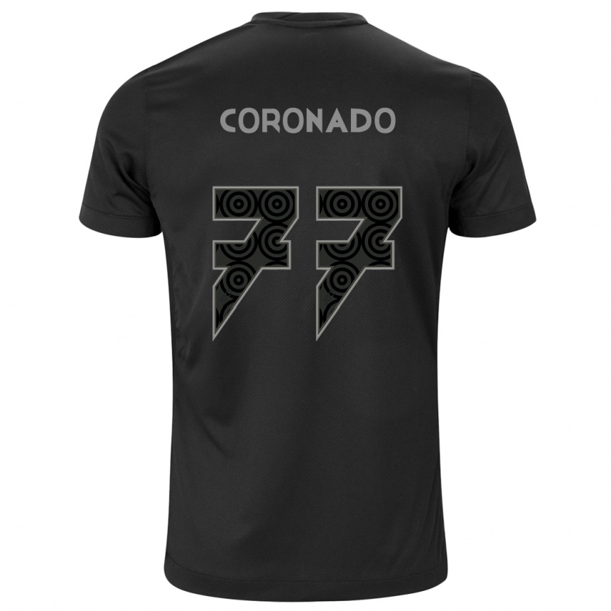 Herren Fußball Igor Coronado #77 Schwarz Auswärtstrikot Trikot 2024/25 T-Shirt Luxemburg