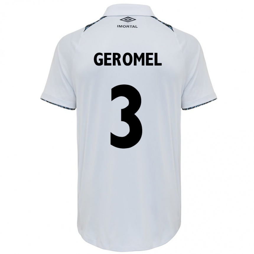 Herren Fußball Pedro Geromel #3 Weiß Blau Auswärtstrikot Trikot 2024/25 T-Shirt Luxemburg