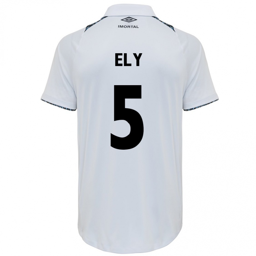 Herren Fußball Rodrigo Ely #5 Weiß Blau Auswärtstrikot Trikot 2024/25 T-Shirt Luxemburg