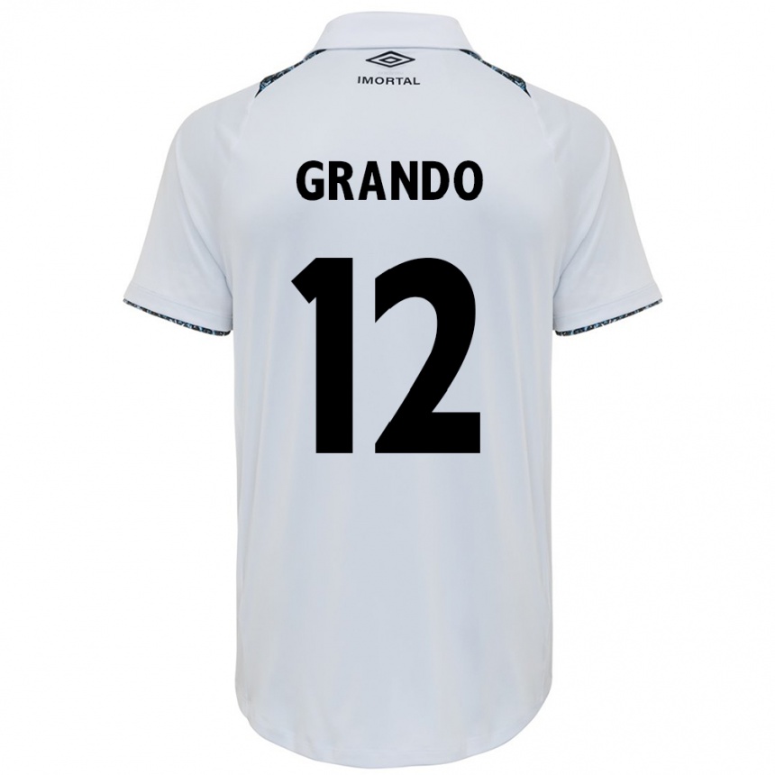 Herren Fußball Gabriel Grando #12 Weiß Blau Auswärtstrikot Trikot 2024/25 T-Shirt Luxemburg