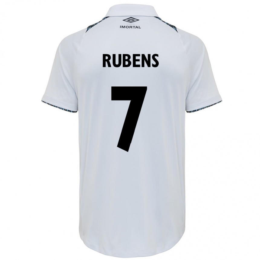 Herren Fußball Rubens #7 Weiß Blau Auswärtstrikot Trikot 2024/25 T-Shirt Luxemburg