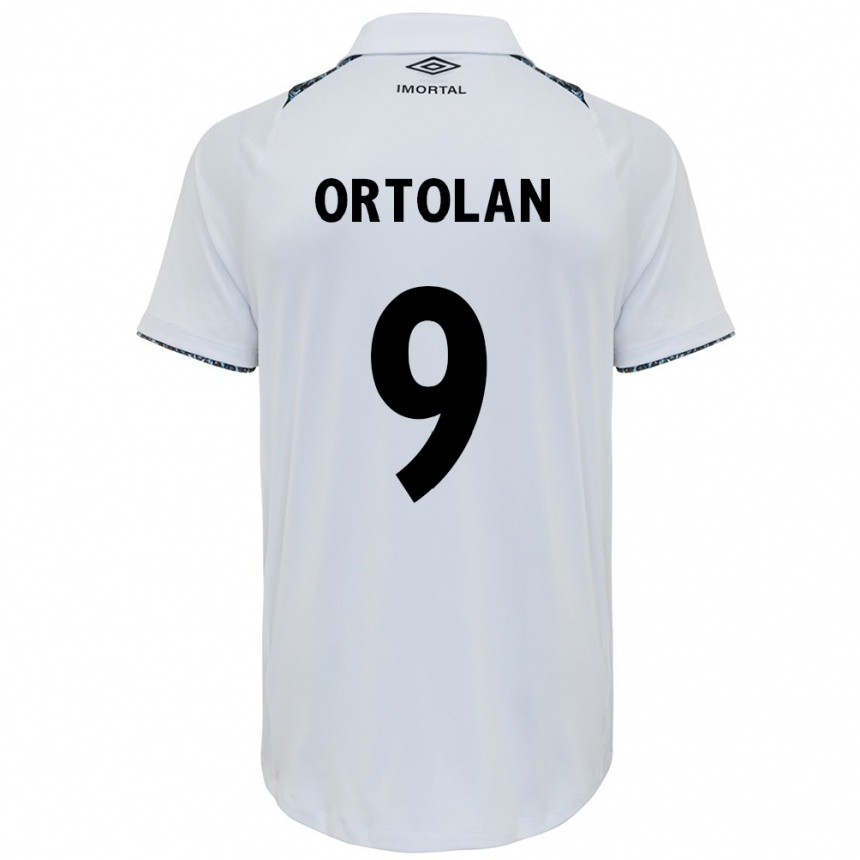 Herren Fußball Dani Ortolan #9 Weiß Blau Auswärtstrikot Trikot 2024/25 T-Shirt Luxemburg