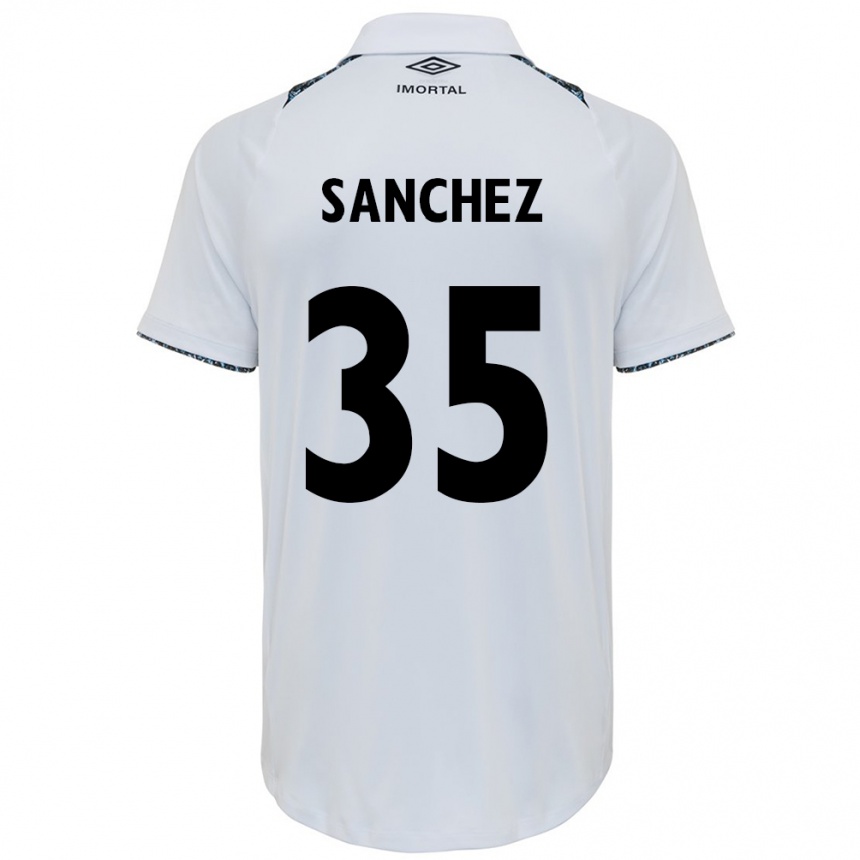 Herren Fußball Lari Sanchez #35 Weiß Blau Auswärtstrikot Trikot 2024/25 T-Shirt Luxemburg