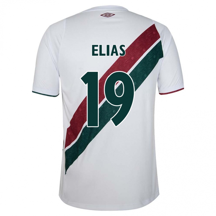 Herren Fußball Kauã Elias #19 Weiß Grün Kastanienbraun Auswärtstrikot Trikot 2024/25 T-Shirt Luxemburg