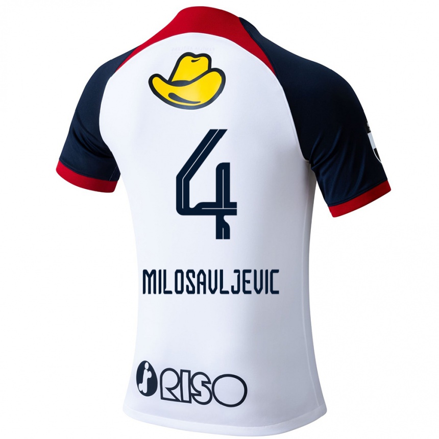 Herren Fußball Radomir Milosavljevic #4 Weiß Blau Rot Auswärtstrikot Trikot 2024/25 T-Shirt Luxemburg