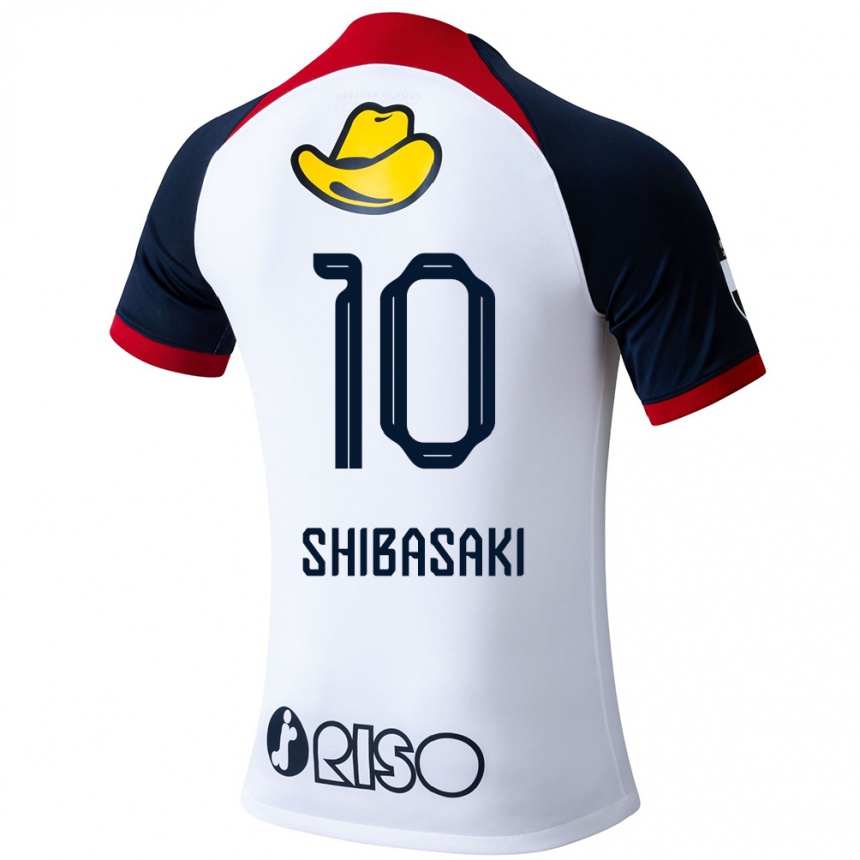 Herren Fußball Gaku Shibasaki #10 Weiß Blau Rot Auswärtstrikot Trikot 2024/25 T-Shirt Luxemburg