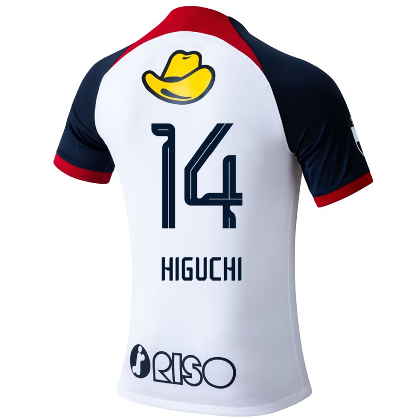 Herren Fußball Yuta Higuchi #14 Weiß Blau Rot Auswärtstrikot Trikot 2024/25 T-Shirt Luxemburg