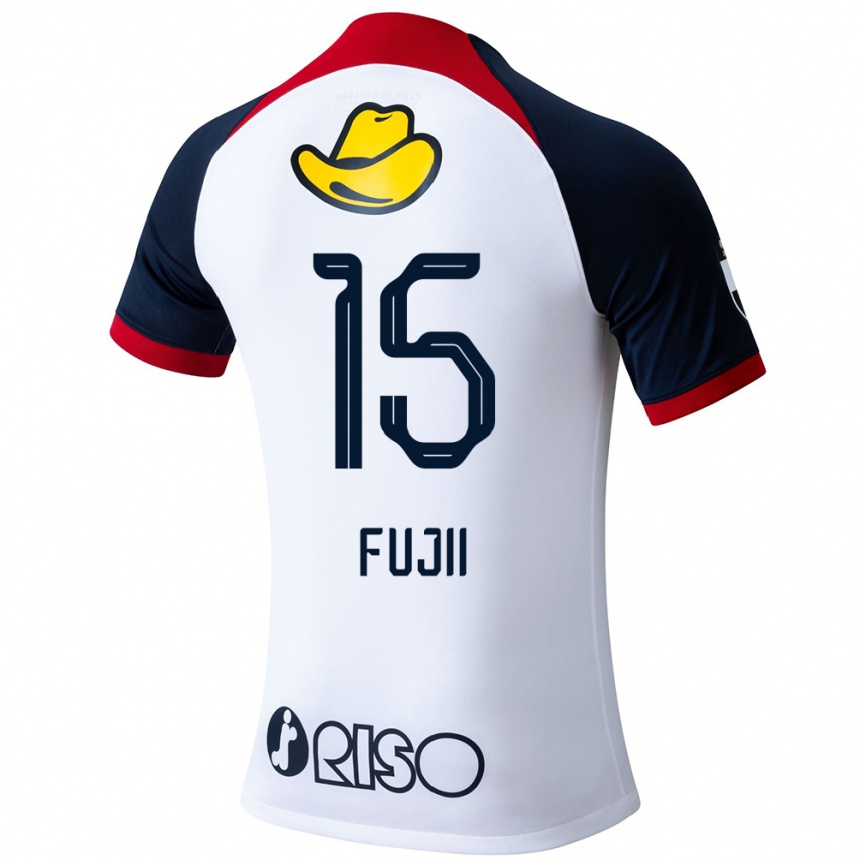 Herren Fußball Tomoya Fujii #15 Weiß Blau Rot Auswärtstrikot Trikot 2024/25 T-Shirt Luxemburg