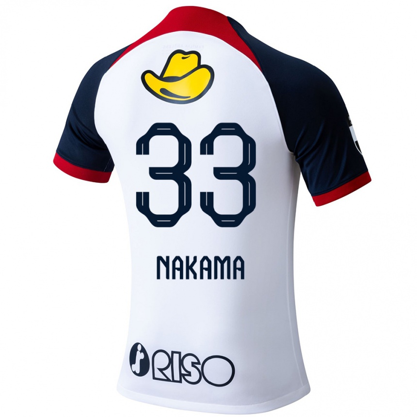 Herren Fußball Hayato Nakama #33 Weiß Blau Rot Auswärtstrikot Trikot 2024/25 T-Shirt Luxemburg