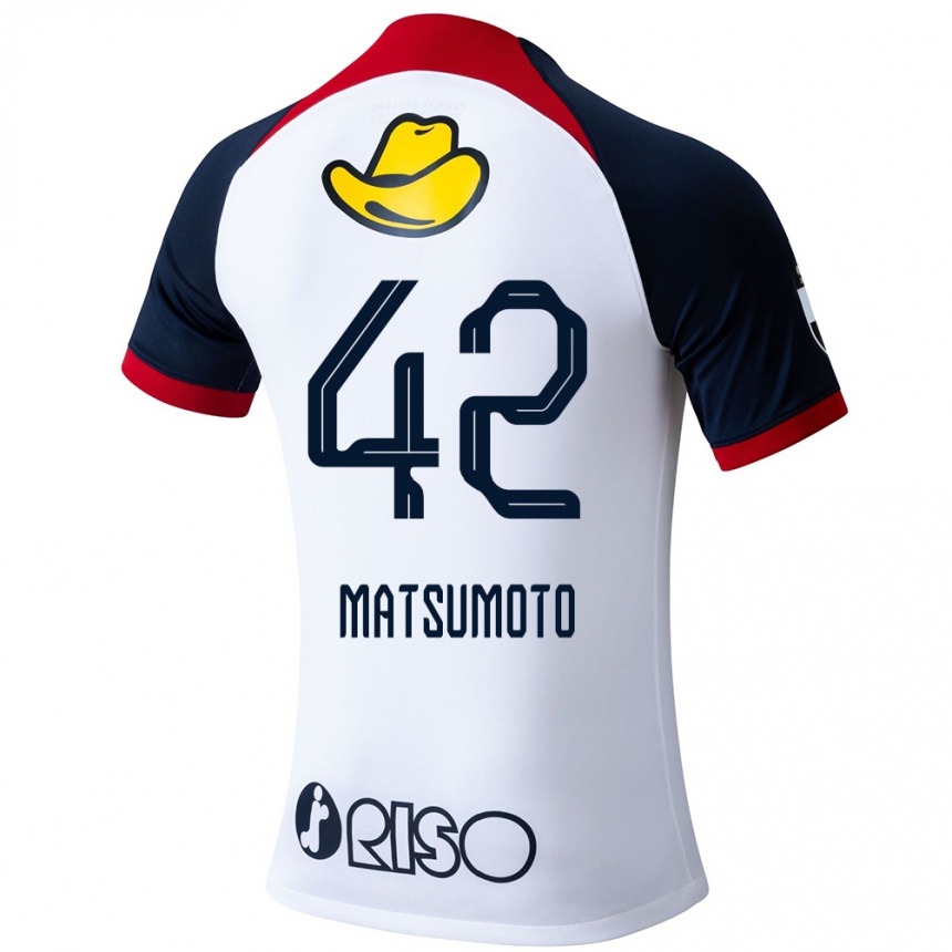 Herren Fußball Haruto Matsumoto #42 Weiß Blau Rot Auswärtstrikot Trikot 2024/25 T-Shirt Luxemburg