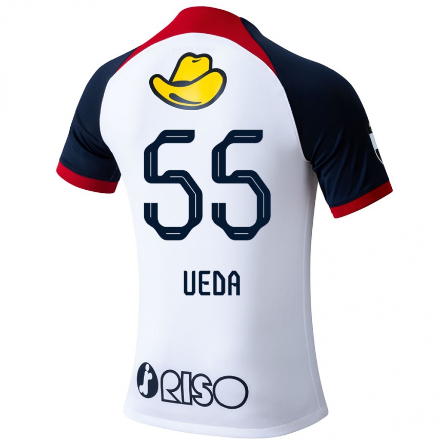 Herren Fußball Naomichi Ueda #55 Weiß Blau Rot Auswärtstrikot Trikot 2024/25 T-Shirt Luxemburg