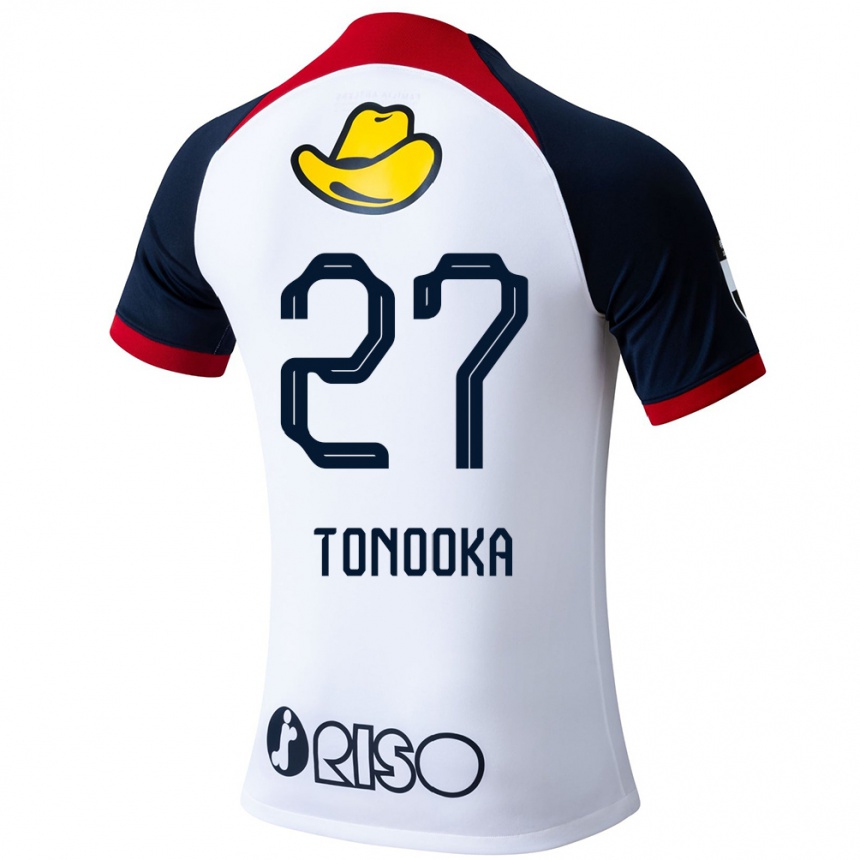 Herren Fußball Ryota Tonooka #27 Weiß Blau Rot Auswärtstrikot Trikot 2024/25 T-Shirt Luxemburg