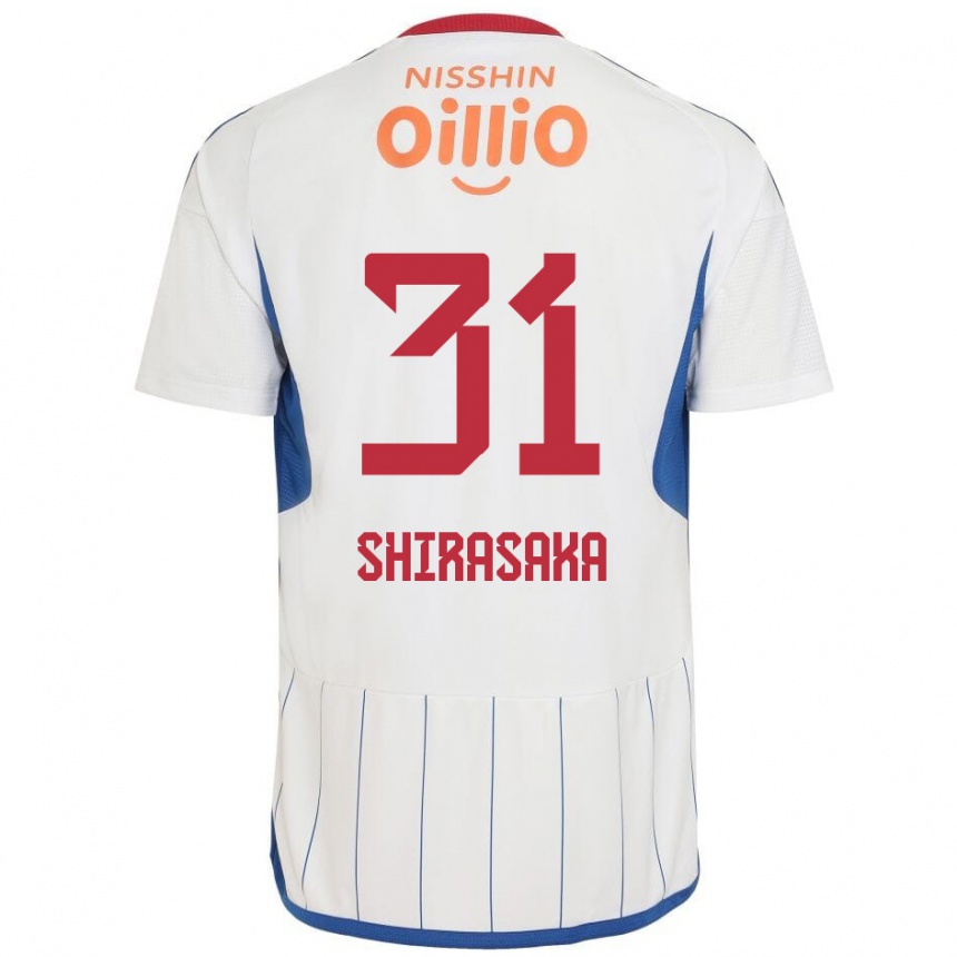 Herren Fußball Fuma Shirasaka #31 Weiß Blau Rot Auswärtstrikot Trikot 2024/25 T-Shirt Luxemburg