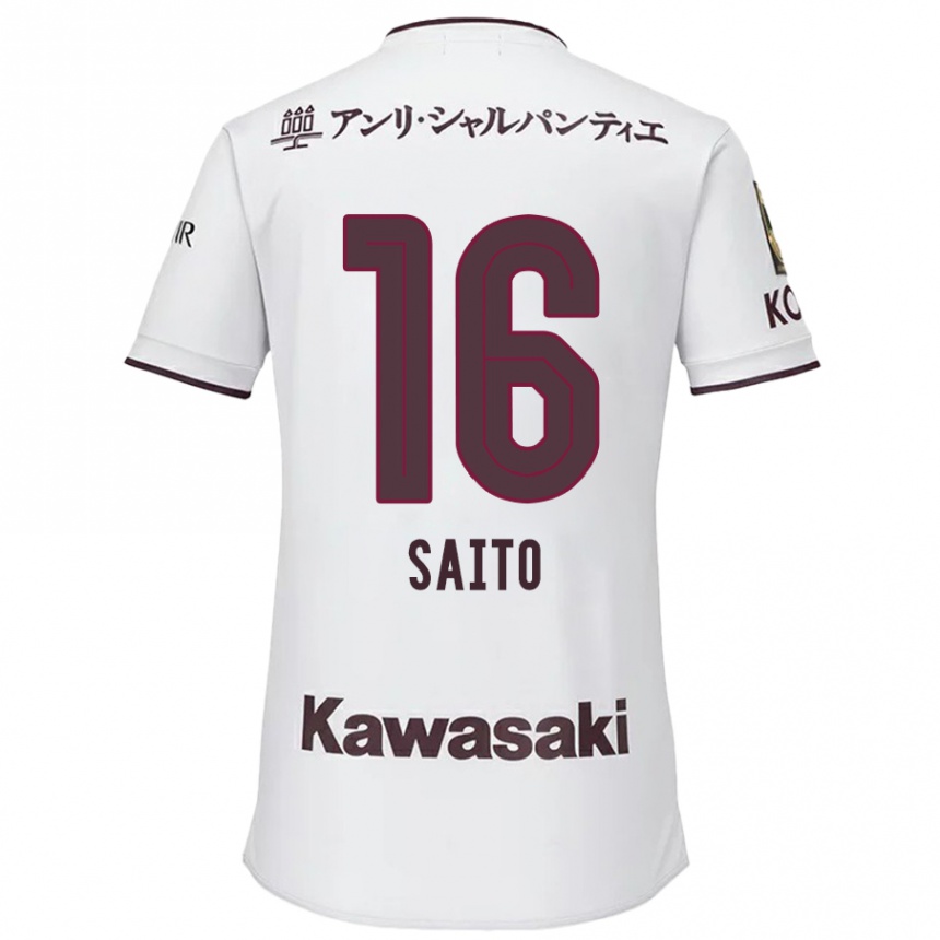 Herren Fußball Mitsuki Saito #16 Weiß Rot Auswärtstrikot Trikot 2024/25 T-Shirt Luxemburg