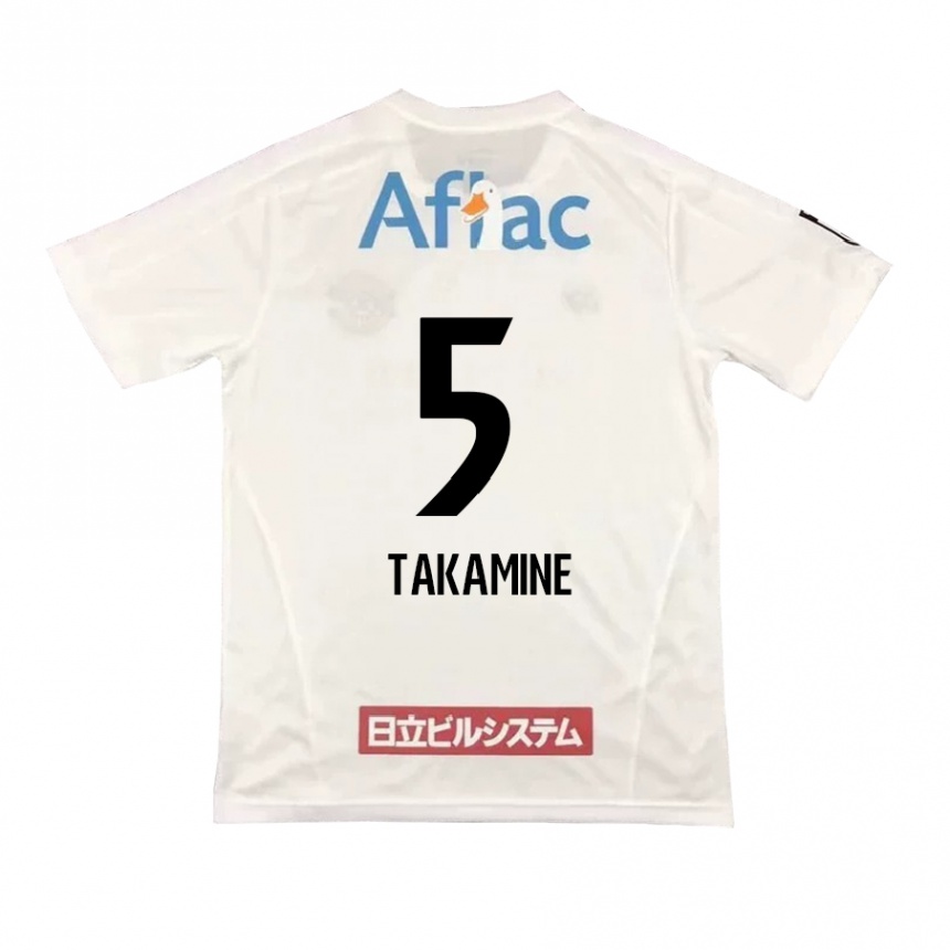 Herren Fußball Tomoki Takamine #5 Weiß Schwarz Auswärtstrikot Trikot 2024/25 T-Shirt Luxemburg