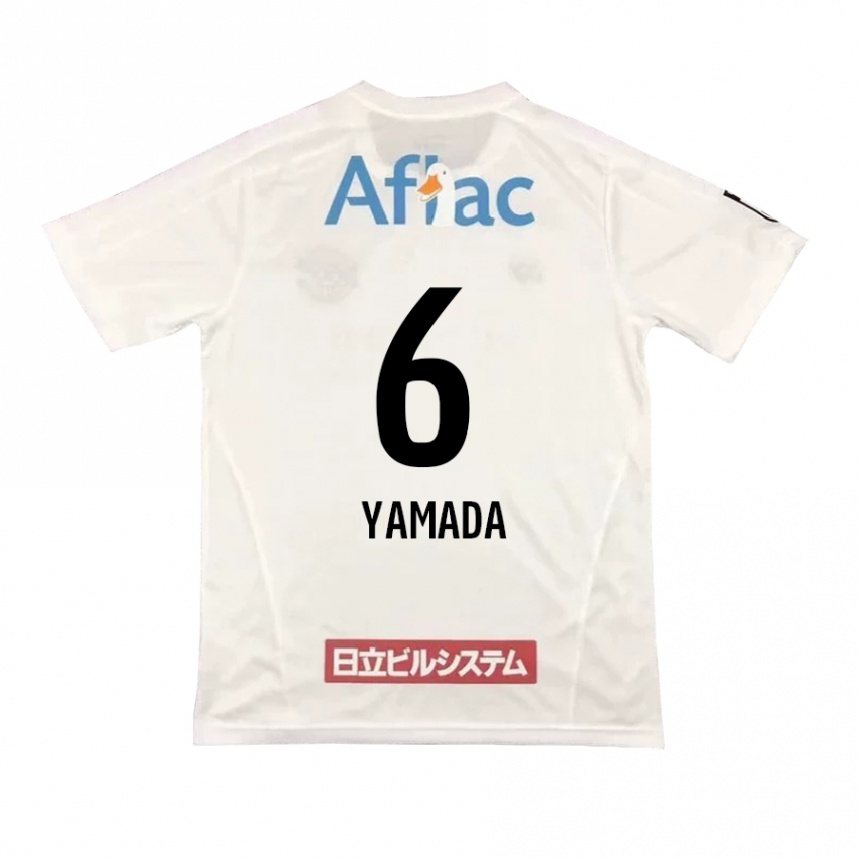 Herren Fußball Yuto Yamada #6 Weiß Schwarz Auswärtstrikot Trikot 2024/25 T-Shirt Luxemburg