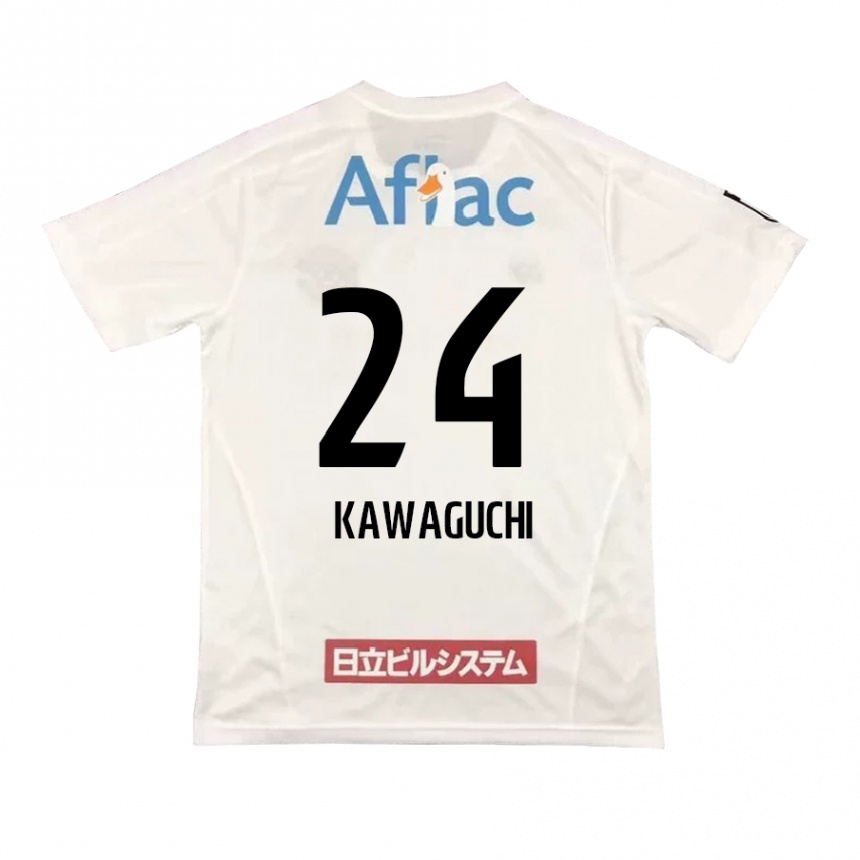 Herren Fußball Naoki Kawaguchi #24 Weiß Schwarz Auswärtstrikot Trikot 2024/25 T-Shirt Luxemburg