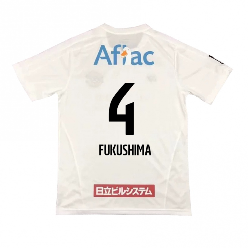 Herren Fußball Taiga Fukushima #4 Weiß Schwarz Auswärtstrikot Trikot 2024/25 T-Shirt Luxemburg