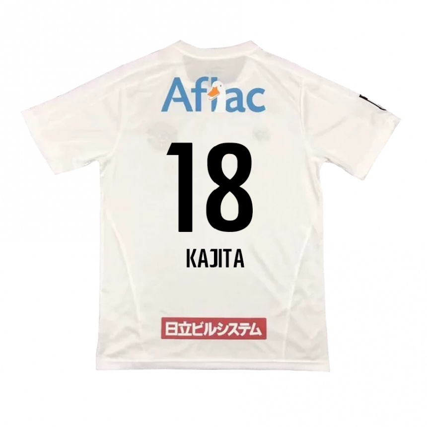 Herren Fußball Kento Kajita #18 Weiß Schwarz Auswärtstrikot Trikot 2024/25 T-Shirt Luxemburg