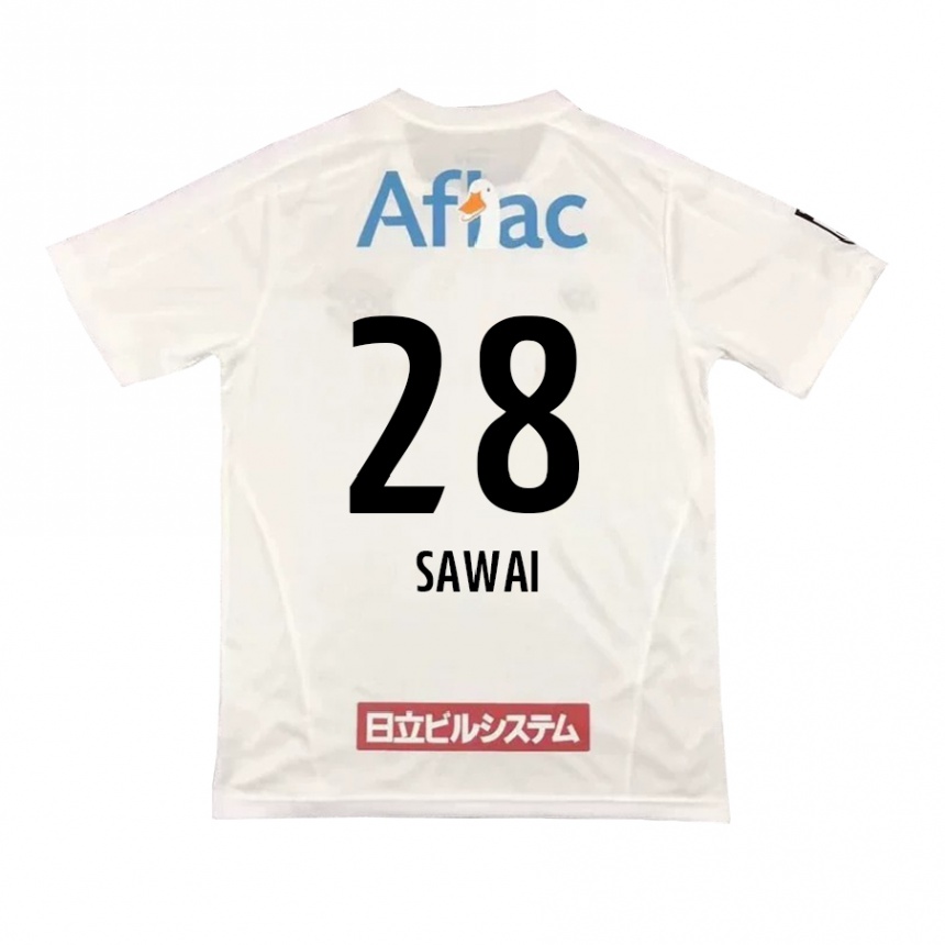 Herren Fußball Retsu Sawai #28 Weiß Schwarz Auswärtstrikot Trikot 2024/25 T-Shirt Luxemburg