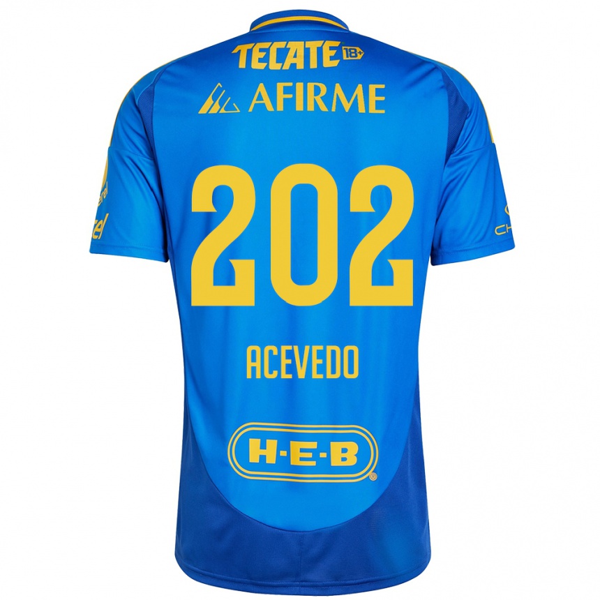 Herren Fußball José Acevedo #202 Blau Gelb Auswärtstrikot Trikot 2024/25 T-Shirt Luxemburg