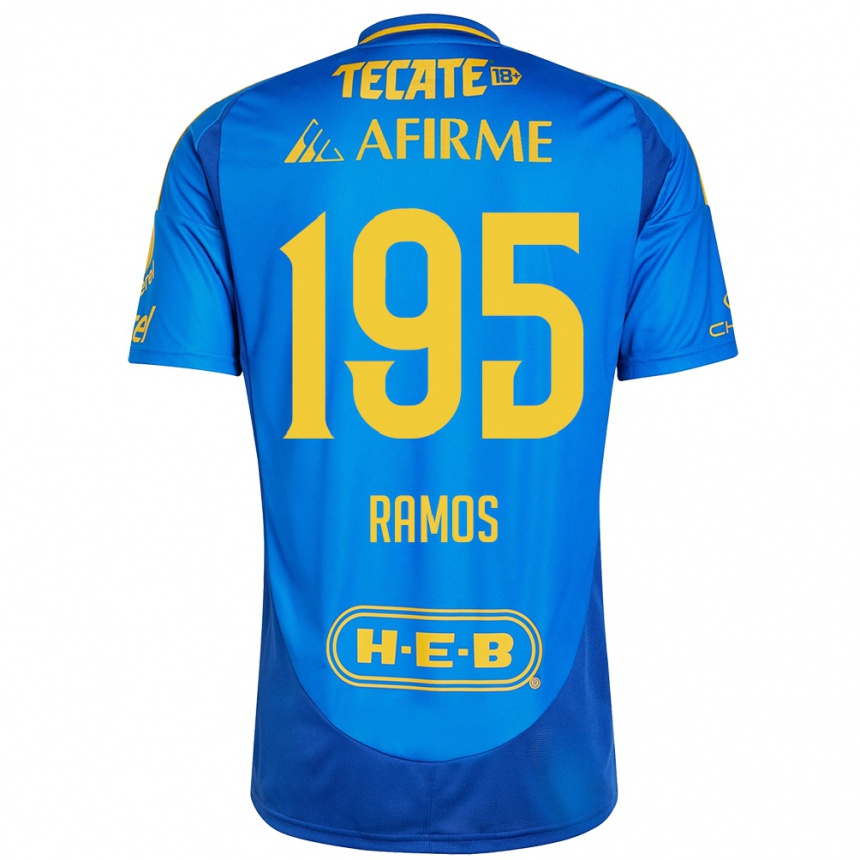 Herren Fußball Rodrigo Ramos #195 Blau Gelb Auswärtstrikot Trikot 2024/25 T-Shirt Luxemburg