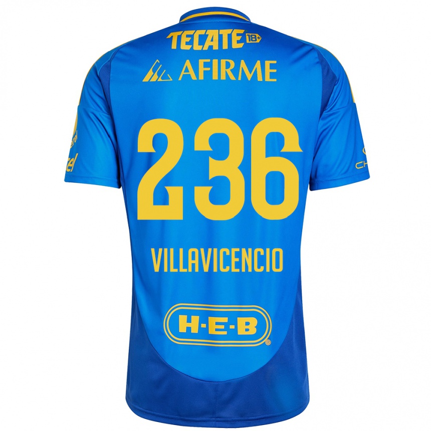 Herren Fußball Edgar Villavicencio #236 Blau Gelb Auswärtstrikot Trikot 2024/25 T-Shirt Luxemburg