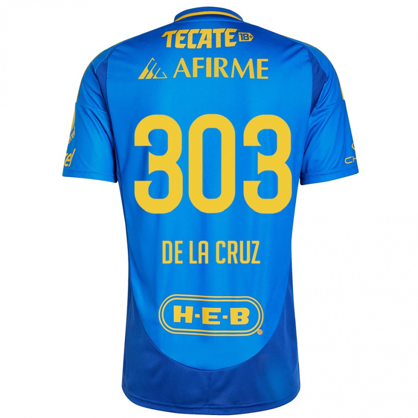 Herren Fußball Erick De La Cruz #303 Blau Gelb Auswärtstrikot Trikot 2024/25 T-Shirt Luxemburg