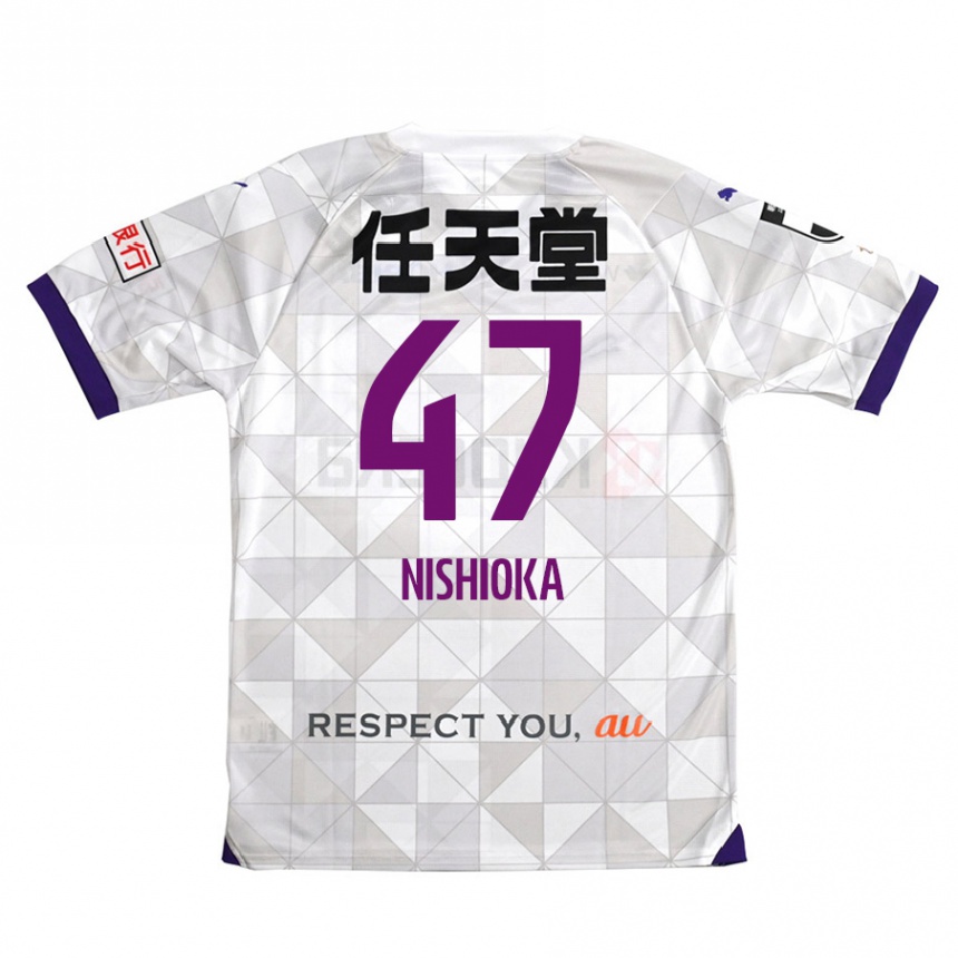 Herren Fußball Yuma Nishioka #47 Weiß Lila Auswärtstrikot Trikot 2024/25 T-Shirt Luxemburg