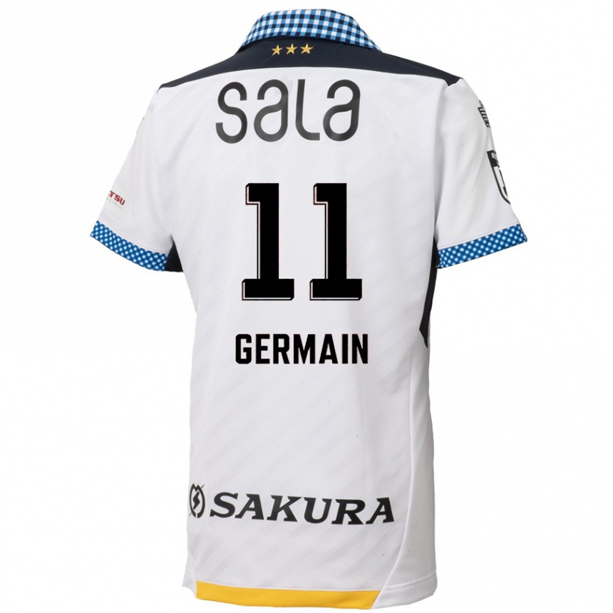 Herren Fußball Ryo Germain #11 Weiß Schwarz Auswärtstrikot Trikot 2024/25 T-Shirt Luxemburg