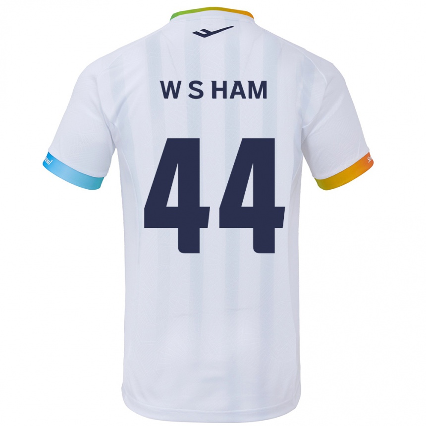 Herren Fußball Sun-Woo Ham #44 Weiß Blau Auswärtstrikot Trikot 2024/25 T-Shirt Luxemburg