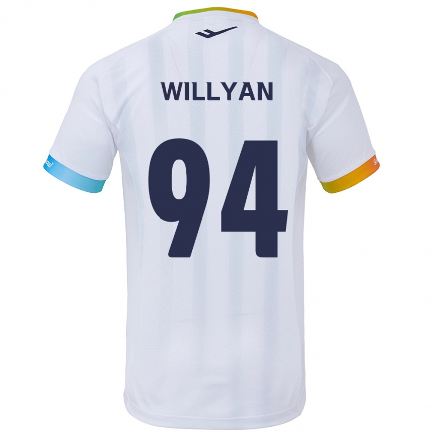 Herren Fußball Willyan #94 Weiß Blau Auswärtstrikot Trikot 2024/25 T-Shirt Luxemburg