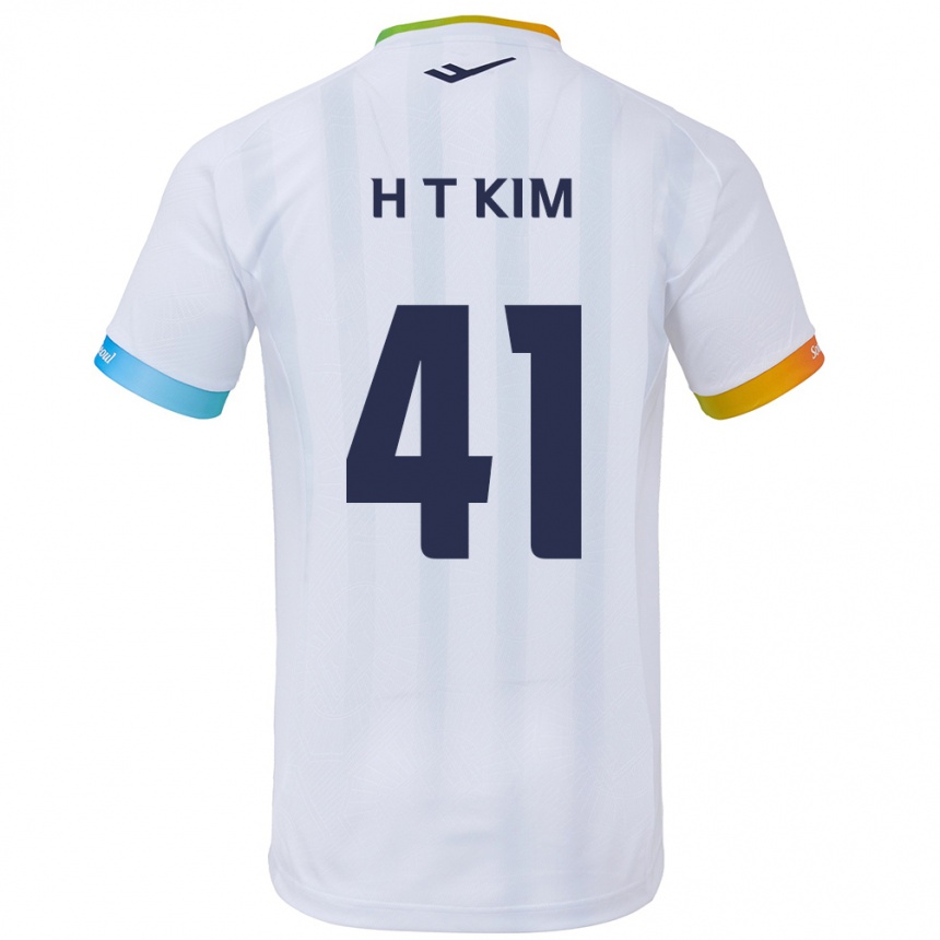 Herren Fußball Tae-Ho Kim #41 Weiß Blau Auswärtstrikot Trikot 2024/25 T-Shirt Luxemburg