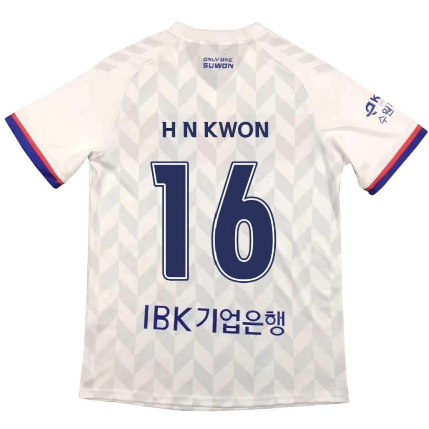 Herren Fußball Nam-Hoon Kwon #16 Weiß Blau Auswärtstrikot Trikot 2024/25 T-Shirt Luxemburg